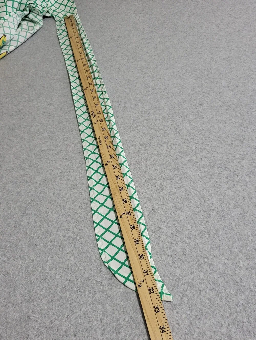 Vintage Handmade Half Apron Fruit Band Green White Grid MCM Kitsch Cottagecore
